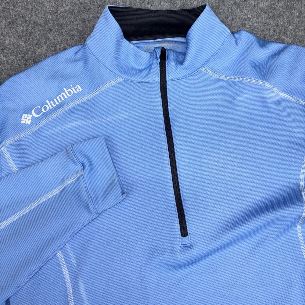 Columbia Golf Omni Wick Quarter Zip Pullover Mens Large Blue Long Sleeve Active